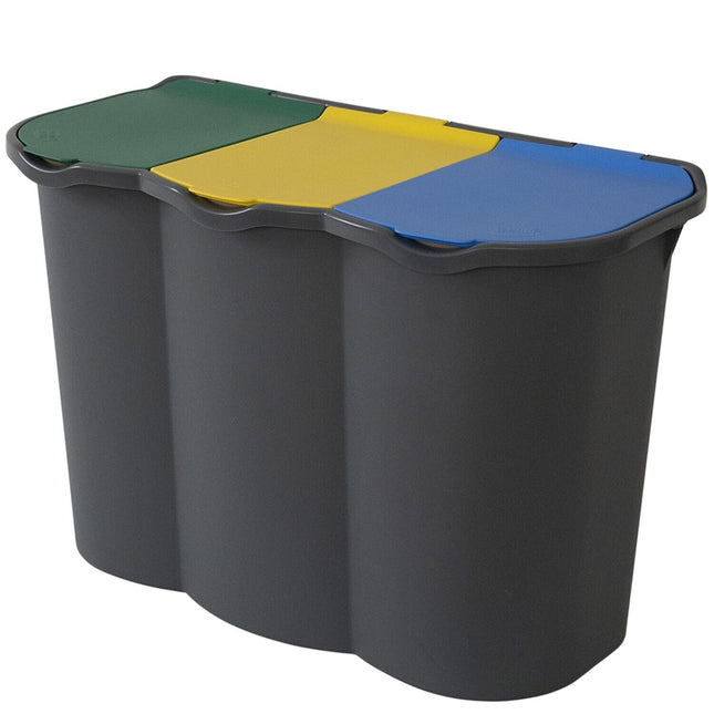 Belli & Forti Pattumiera Differenziata 3 Scomparti Unica – 80L – Raccolta Rifiuti Con Etichette E Separatori