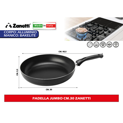 Padella Alta Saltapasta Zanetti Jumbo Made in Italy | Alluminio Leggero Antiaderente Greblon PFOA Free | Bordo Extra Anti-Schizzo 6,5 cm per Fornelli Gas e Vetroceramica | Selettore Misure Ø 18-32 cm 30 cm Zanetti