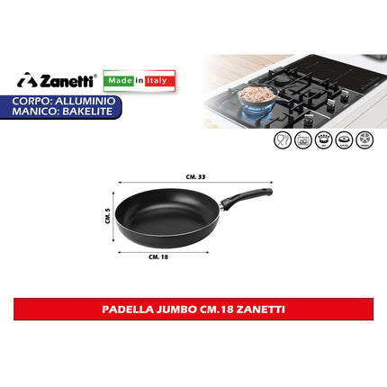 Padella Alta Saltapasta Zanetti Jumbo Made in Italy | Alluminio Leggero Antiaderente Greblon PFOA Free | Bordo Extra Anti-Schizzo 6,5 cm per Fornelli Gas e Vetroceramica | Selettore Misure Ø 18-32 cm 18 cm Zanetti