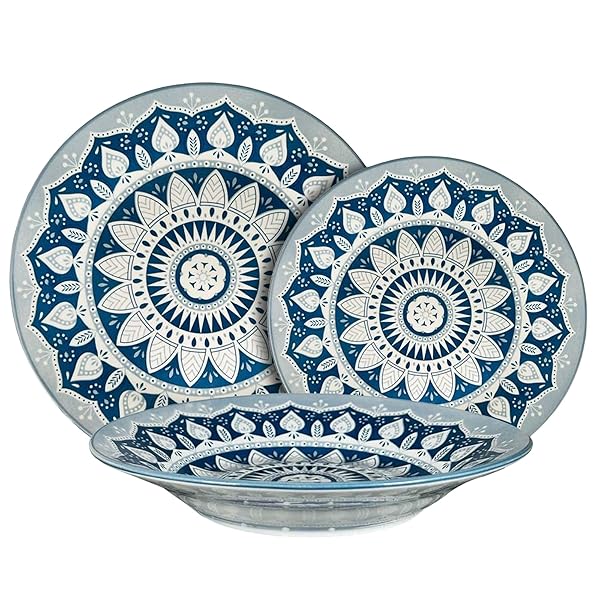 Servizio Piatti 18 Pezzi Azzurro in Porcellana ARCA Arca