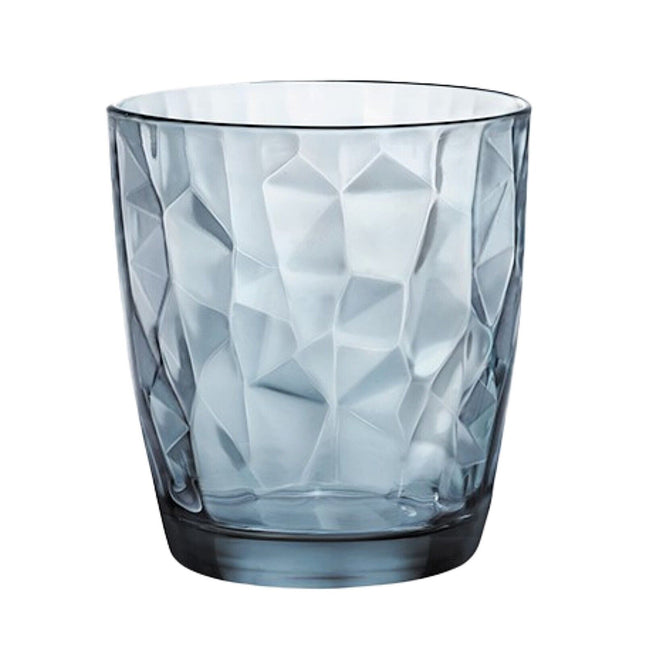 Set 3/6 Pezzi Bicchieri Diamond 30,5 Cl Vetro Blu Elegante Per Acqua E Bibite