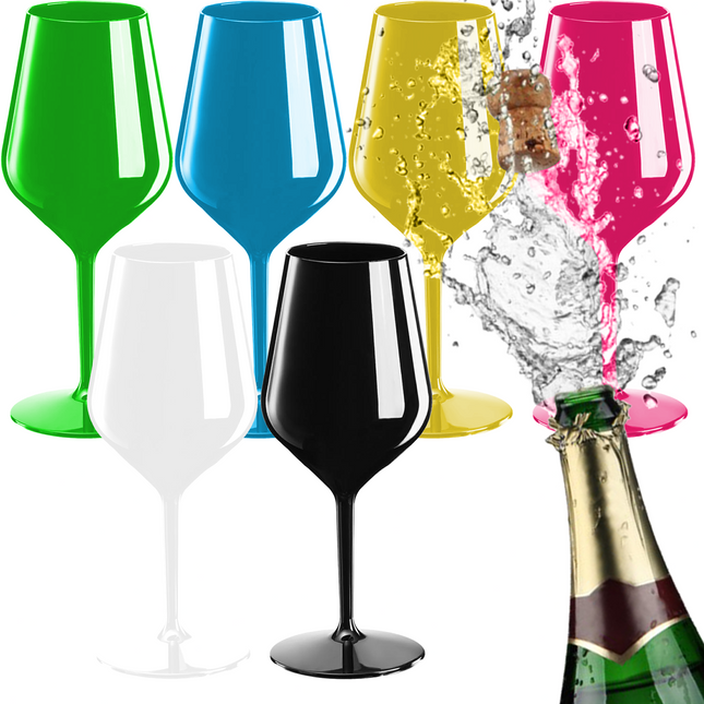 Goldplast Set 6 Calici Vino Spumante Tritan Colorati Aperitivi Rinfresco Compleanno 470Ml