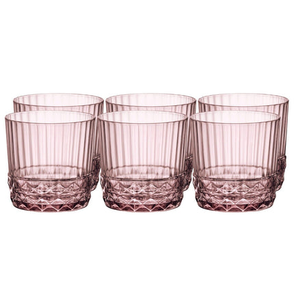 Set Bicchieri America '20S Dof 30 Cl 6/12 Pezzi Lilac Rose Eleganti Per Cocktail