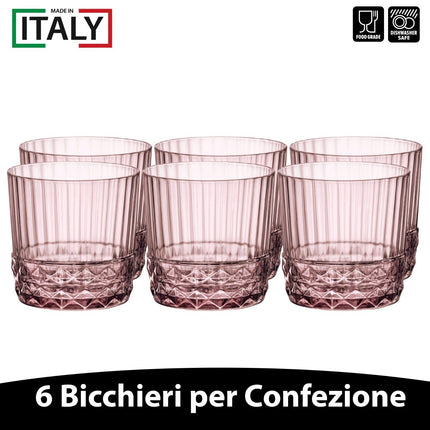 Set Bicchieri America '20S Dof 30 Cl 6/12 Pezzi Lilac Rose Eleganti Per Cocktail