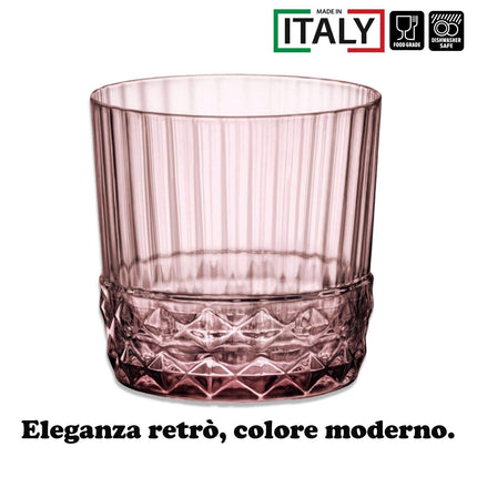 Set Bicchieri America '20S Dof 30 Cl 6/12 Pezzi Lilac Rose Eleganti Per Cocktail
