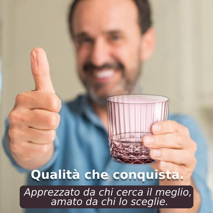 Set Bicchieri America '20S Dof 30 Cl 6/12 Pezzi Lilac Rose Eleganti Per Cocktail