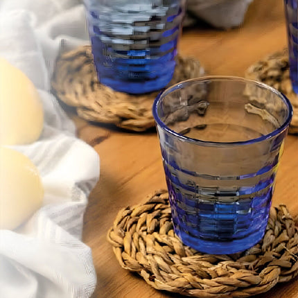 Set Bicchieri Prisme 22 Cl 4/8 Pezzi Vetro Blu Marine Elegante Per Acqua Bibite