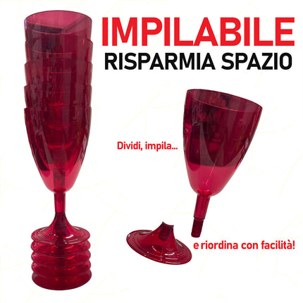 Happy Color Set Calici Flute 20Cl Plastica Salvaspazio Resistenti Lavabili 6-12-18-36 Pezzi Happy Color