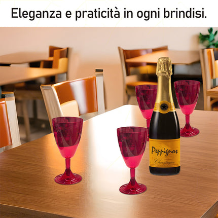 Happy Color Set Calici Flute 20Cl Plastica Salvaspazio Resistenti Lavabili 6-12-18-36 Pezzi Happy Color