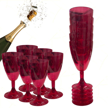 Happy Color Set Calici Flute 20Cl Plastica Salvaspazio Resistenti Lavabili 6-12-18-36 Pezzi Happy Color