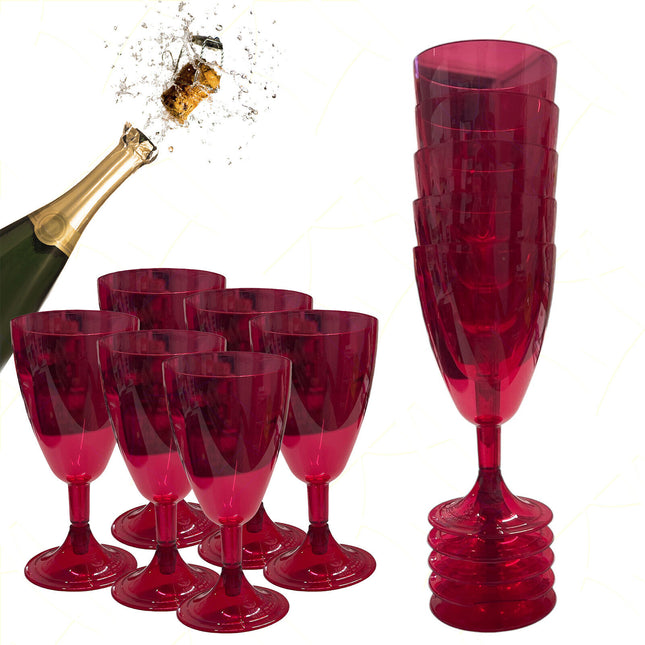 Happy Color Set Calici Flute 20Cl Plastica Salvaspazio Resistenti Lavabili 6-12-18-36 Pezzi