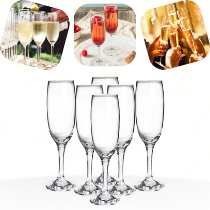 Cegeco & Alar Set Calici Flute Emperador 21,5 Cl Vetro Per Lavastoviglie Bar Ristorante Horeca