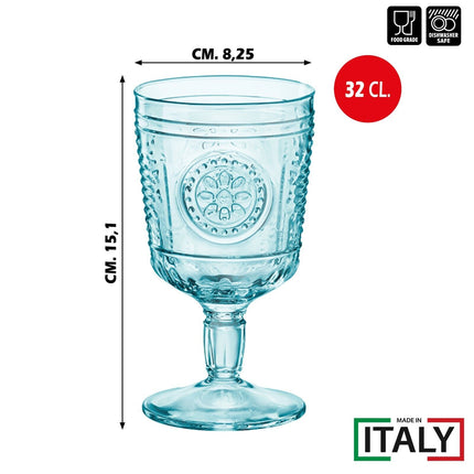 Set Calici Romantic 32 CL 6/12 Pezzi Cool Blue  Eleganti per Vino e Cocktail