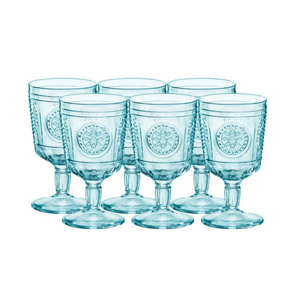 Set Calici Romantic 32 CL 6/12 Pezzi Cool Blue  Eleganti per Vino e Cocktail