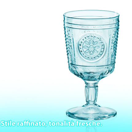 Set Calici Romantic 32 CL 6/12 Pezzi Cool Blue  Eleganti per Vino e Cocktail