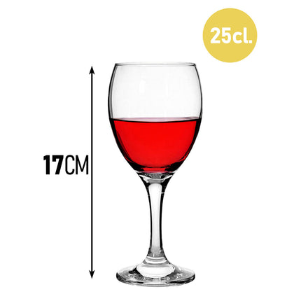 Cegeco & Alar Set Calici Da Vino Emperador 25 Cl Vetro Per Lavastoviglie Bar Ristorante Horeca