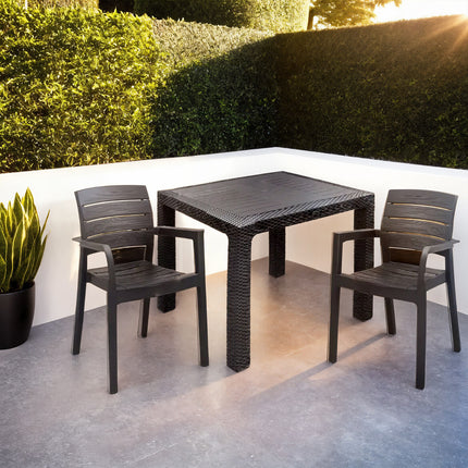 Sicignano Set Tavolo Polyrattan 90X90 Cm + Sedie Recanati Antracite