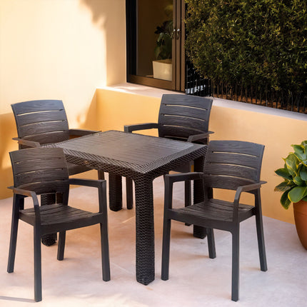Sicignano Set Tavolo Polyrattan 90X90 Cm + Sedie Recanati Antracite