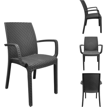 Bica Set Completo Tavolo Dallas 80×80 Cm + 4 Poltrone Indiana Polipropilene Rattan Per Interni Esterni Antracite/Bianco/Marrone Bica