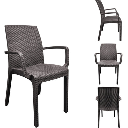 Bica Set Completo Tavolo Dallas 80×80 Cm + 4 Poltrone Indiana Polipropilene Rattan Per Interni Esterni Antracite/Bianco/Marrone Bica