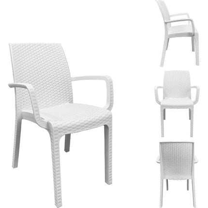 Bica Set Completo Tavolo Dallas 80×80 Cm + 4 Poltrone Indiana Polipropilene Rattan Per Interni Esterni Antracite/Bianco/Marrone Bica