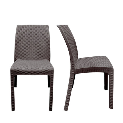 Bica Set Completo Tavolo Dallas 80×80 Cm + 4 Sedie Virginia Polipropilene Rattan Per Interni Esterni Antracite/Bianco/Marrone
