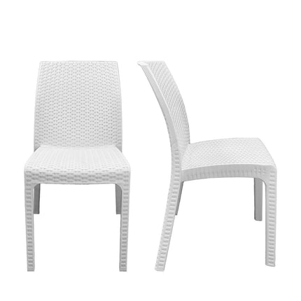 Bica Set Completo Tavolo Dallas 80×80 Cm + 4 Sedie Virginia Polipropilene Rattan Per Interni Esterni Antracite/Bianco/Marrone