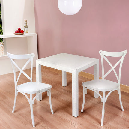 Sicignano Set Tavolo Polyrattan 90X90 Cm + Sedie Cross Resina