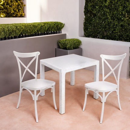 Sicignano Set Tavolo Polyrattan 90X90 Cm + Sedie Cross Resina