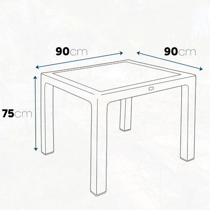 Sicignano Set Tavolo Polyrattan 90X90 Cm + Sedie Cross Resina