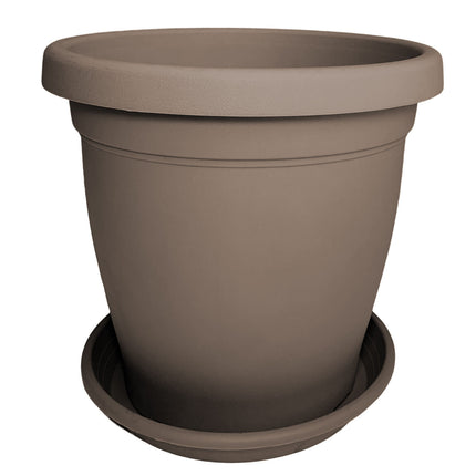 Set Vaso Verona con Sottovaso e Terriccio Plastica per Giardino Interno Esterno