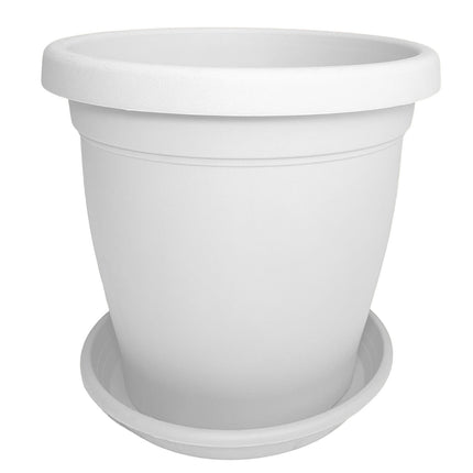 Set Vaso Verona con Sottovaso e Terriccio Plastica per Giardino Interno Esterno