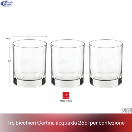 Bicchieri Acqua Bormioli Rocco Cortina 25 cl - Vetro Trasparente Made in Italy, Design Pulito e Lavabile in Lavastoviglie - Varie Confezioni Bormioli Rocco