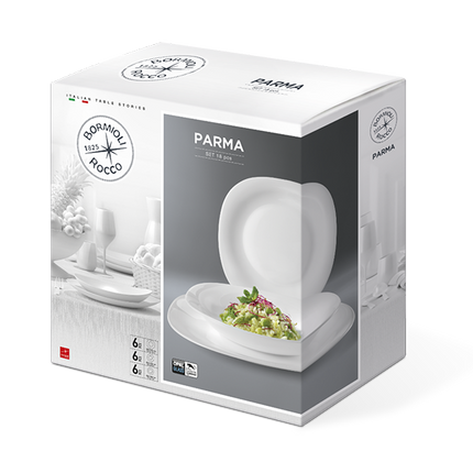 Bormioli Rocco Piatti Servizio Parma: Set 18 Pezzi Bianco