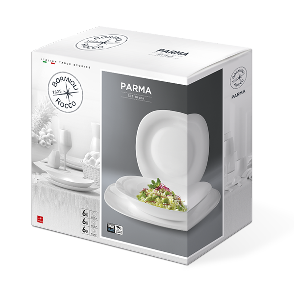 Bormioli Rocco Piatti Servizio Parma: Set 18 Pezzi Bianco Bormioli Rocco