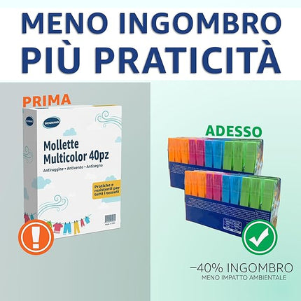Mollette per Bucato Multicolor, Grandi e Resistenti, in Plastica PP Con Molla Antiruggine – Antivento, Antisegno, Pratiche e Indispensabili per Stendibiancheria Interno Ed Esterno Irge