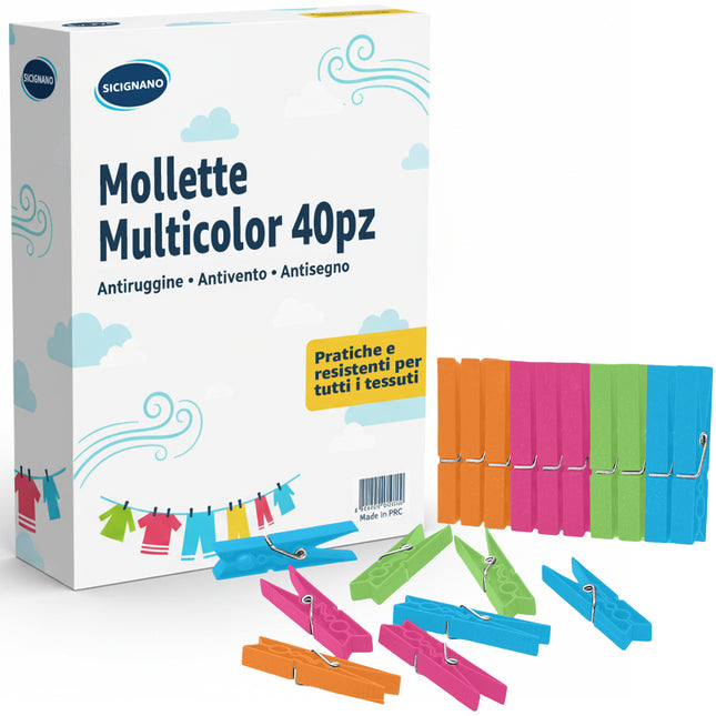 Irge Mollette per Bucato Multicolor, Grandi e Resistenti, in Plastica PP Con Molla Antiruggine – Antivento, Antisegno, Pratiche e Indispensabili per Stendibiancheria Interno Ed Esterno Irge