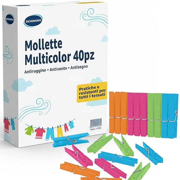 Mollette per Bucato Multicolor, Grandi e Resistenti, in Plastica PP Con Molla Antiruggine – Antivento, Antisegno, Pratiche e Indispensabili per Stendibiancheria Interno Ed Esterno Irge