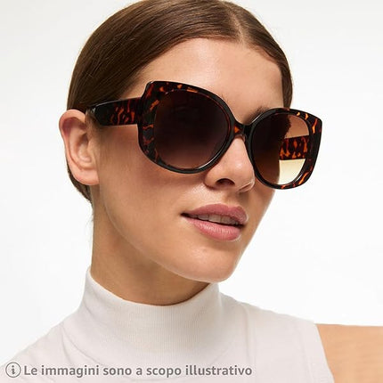 Occhiali da Sole Unisex Lenti Marrone Sfumata Montatura Tartarugata Oversize Forma Quadrata Categoria 3 UV400 Industrie Ottiche Italiane