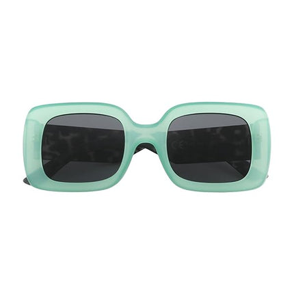 Occhiali da Sole Unisex Lenti Nera Montatura Verde Menta Spessa Forma Rettangolare Categoria 3 UV400 Industrie Ottiche Italiane