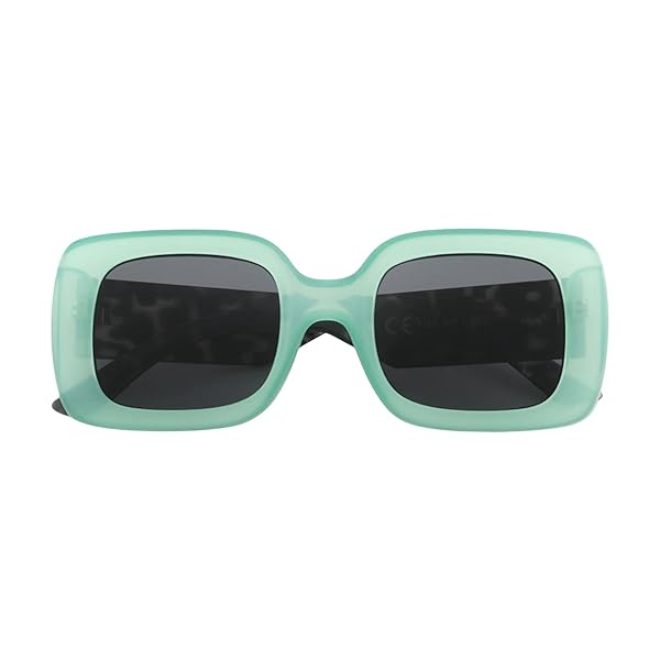 Occhiali da Sole Unisex Lenti Nera Montatura Verde Menta Spessa Forma Rettangolare Categoria 3 UV400 Industrie Ottiche Italiane