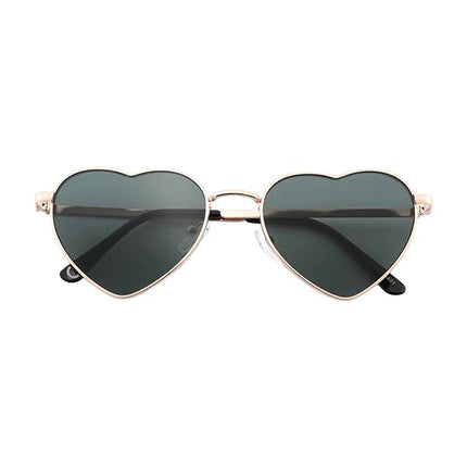 Occhiali da Sole Unisex Lenti Verde Scura Montatura Metallo Oro Forma Cuore Categoria 3 UV400 Industrie Ottiche Italiane