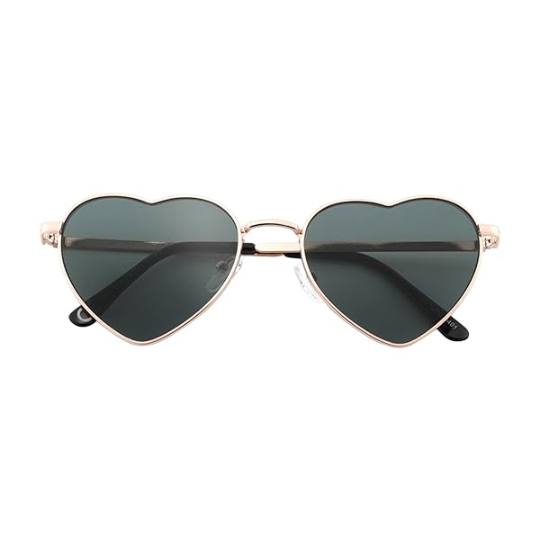 Occhiali da Sole Unisex Lenti Verde Scura Montatura Metallo Oro Forma Cuore Categoria 3 UV400 Industrie Ottiche Italiane