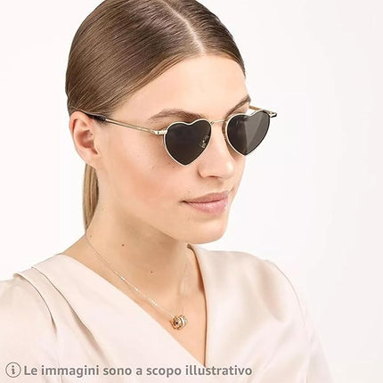 Occhiali da Sole Unisex Lenti Verde Scura Montatura Metallo Oro Forma Cuore Categoria 3 UV400 Industrie Ottiche Italiane