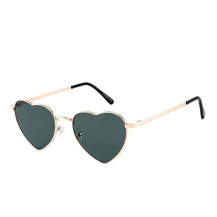 Occhiali da Sole Unisex Lenti Verde Scura Montatura Metallo Oro Forma Cuore Categoria 3 UV400 Industrie Ottiche Italiane