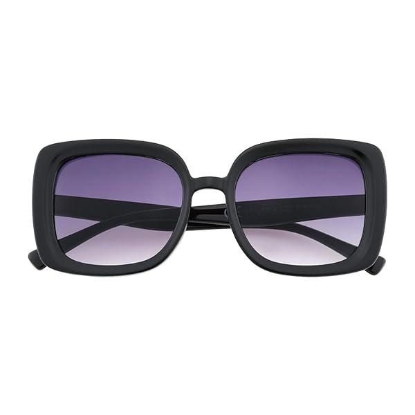 Occhiali da Sole Unisex Lenti Viola Sfumata Montatura Nera Spessa Oversize Forma Quadrata Categoria 3 UV400 Industrie Ottiche Italiane