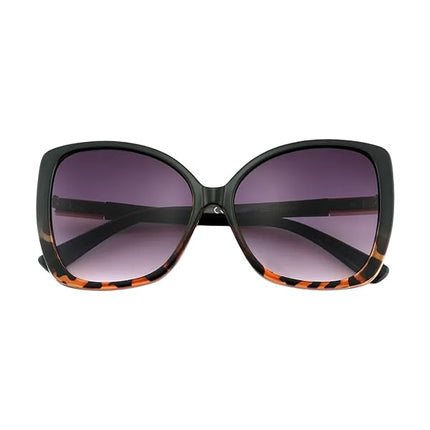 Occhiali da Sole Unisex Lenti Viola Sfumata Montatura Nera con Dettagli Tartarugati Forma Farfalla Oversize Categoria 3 UV400 Industrie Ottiche Italiane