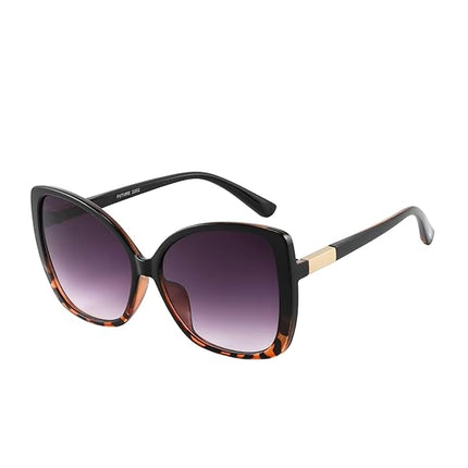 Occhiali da Sole Unisex Lenti Viola Sfumata Montatura Nera con Dettagli Tartarugati Forma Farfalla Oversize Categoria 3 UV400 Industrie Ottiche Italiane