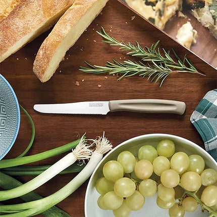 Coltelli da Tavola Dinamik 6 pz in Acciaio Inox 10,7cm con Manico in PP, Lavabili in Lavastoviglie, Taglio Preciso per Uso Alimentare