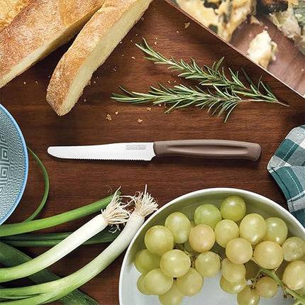 Coltelli da Tavola Dinamik 6 pz in Acciaio Inox 10,7cm con Manico in PP, Lavabili in Lavastoviglie, Taglio Preciso per Uso Alimentare Kaimano